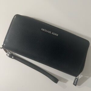 Michael Kors Black Leather Wristlet